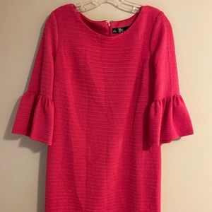 Pink straight dress with tassel sleeves